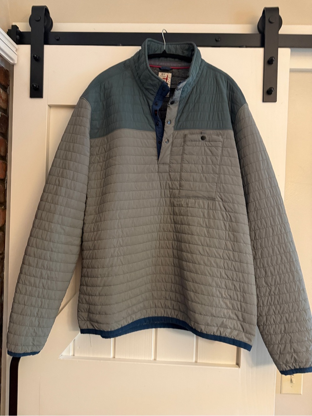 Relwen Men's Quilted Pullover Jacket - Gray and blue- 2X